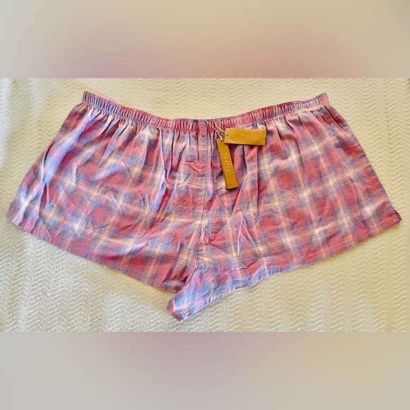 SKIMS Flannel Sleep Short Boxer in Cotton Candy Plaid - Picture 7 of 8